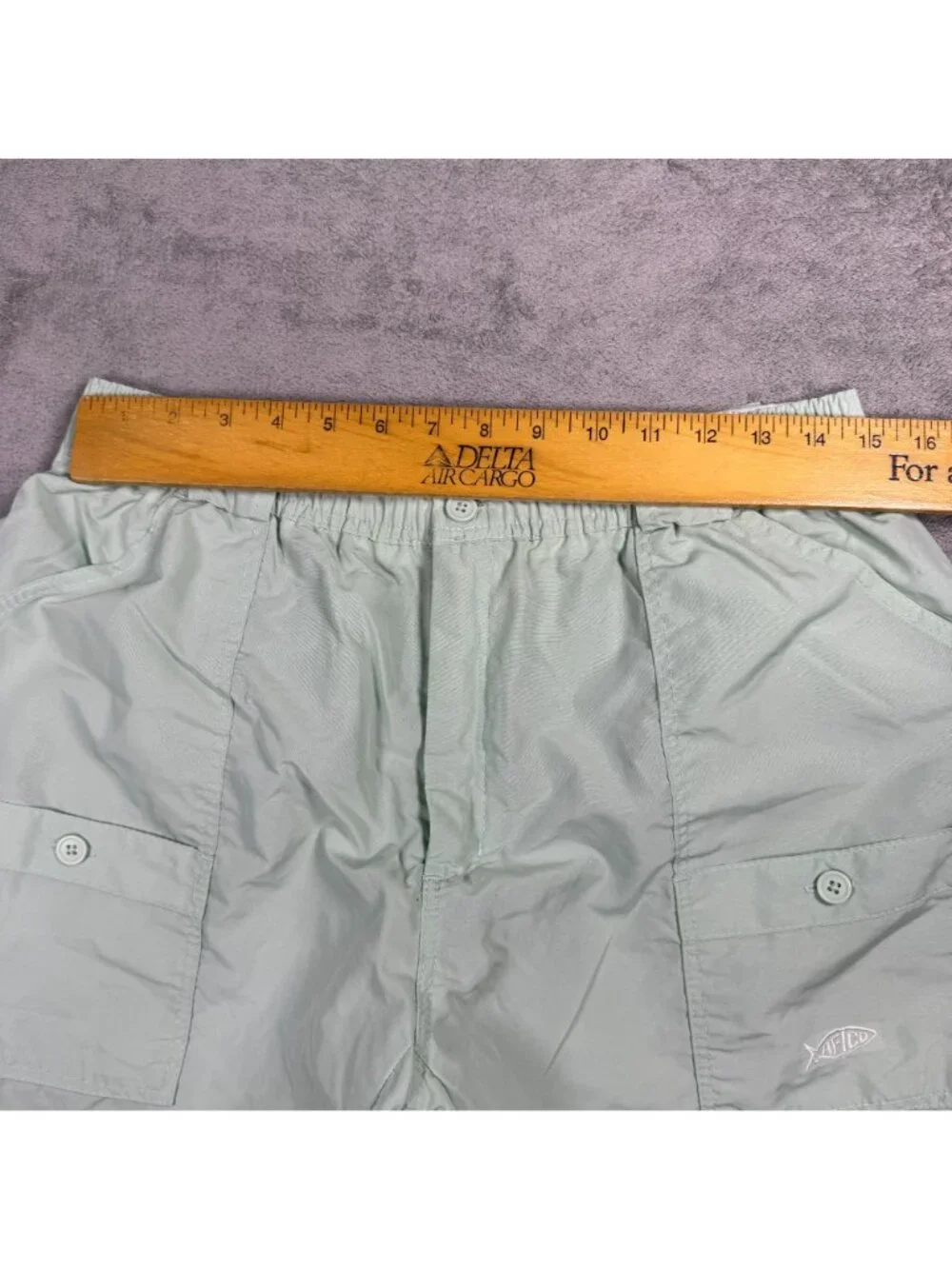 AFTCO Green Fishing Shorts Mens 36 Nylon Utility Cargo Elastic Waist Gorpcore